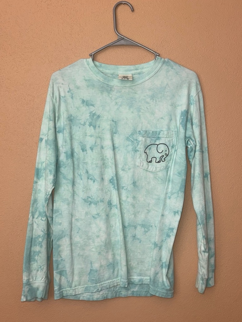 ivory ella Kids Long-Sleeve Pocket Tee in Aqua Tie-Dye